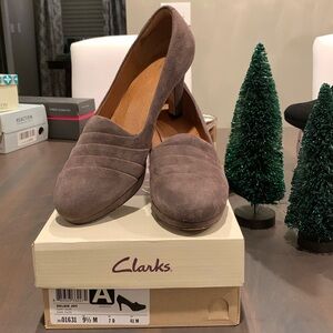 Clarks Dark Taupe Suede Dress Shoe